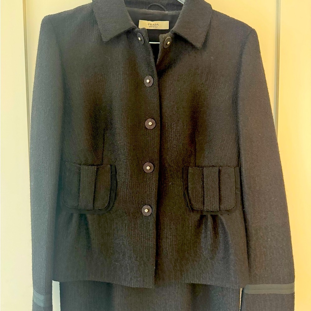 Vintage Prada Black Blazer and Skirt Suit